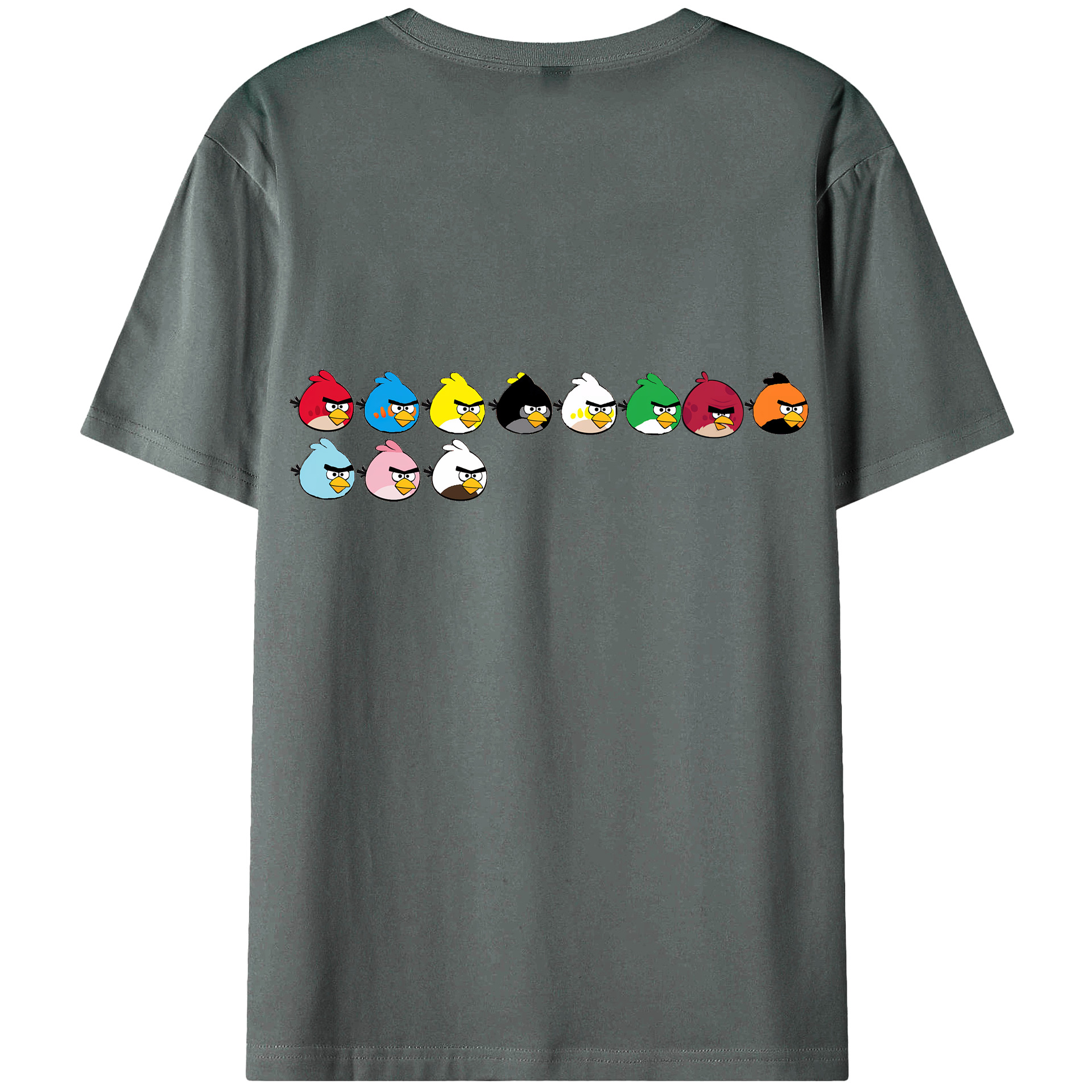 （画像用） Angry Birds アングリーバード 綿100％ メンズ半袖Tシャツ（バックプリント） 通気性